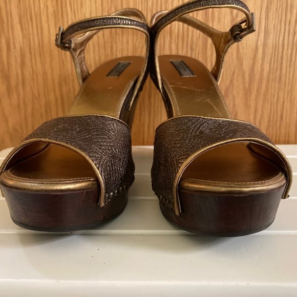 PRADA Damask Pattern Shoes - Dark Wood Wedge - size 40 - Never worn - Picture 13 of 15